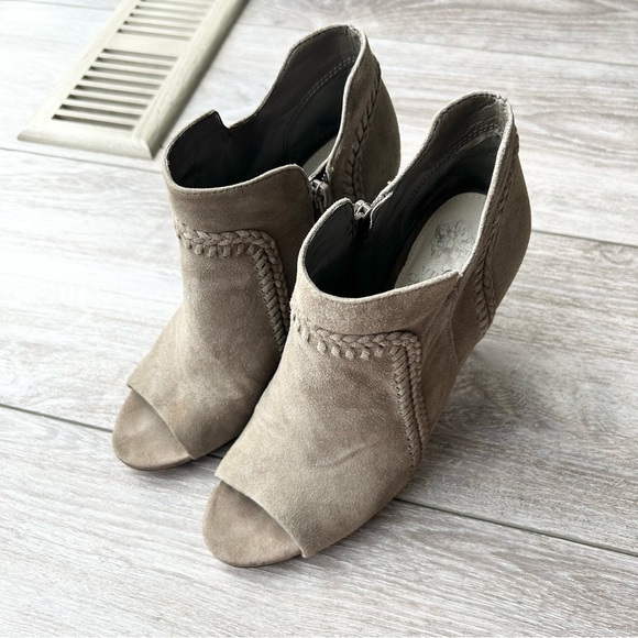 Vince Camuto Military Suede Open Toe Booties - Picture 1 of 14